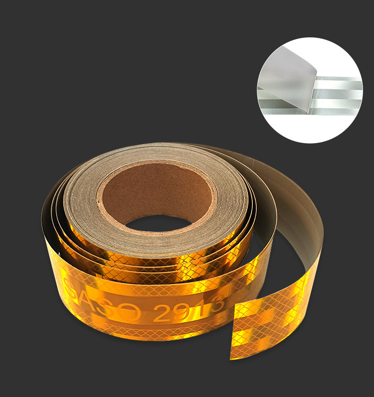Aluminized Yellow SASO 2913 Conspicuity Reflective Sticker Tape For Truck Trailer