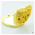 New creative customed diamond logo gold apple luxury pocket makeup mirror