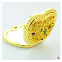 Buy cheap New creative customed diamond logo gold apple luxury pocket makeup mirror product