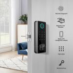 Full Automatic Office Tuya Deadbolt Lock Fingerprint Password IC Card Key Unlock