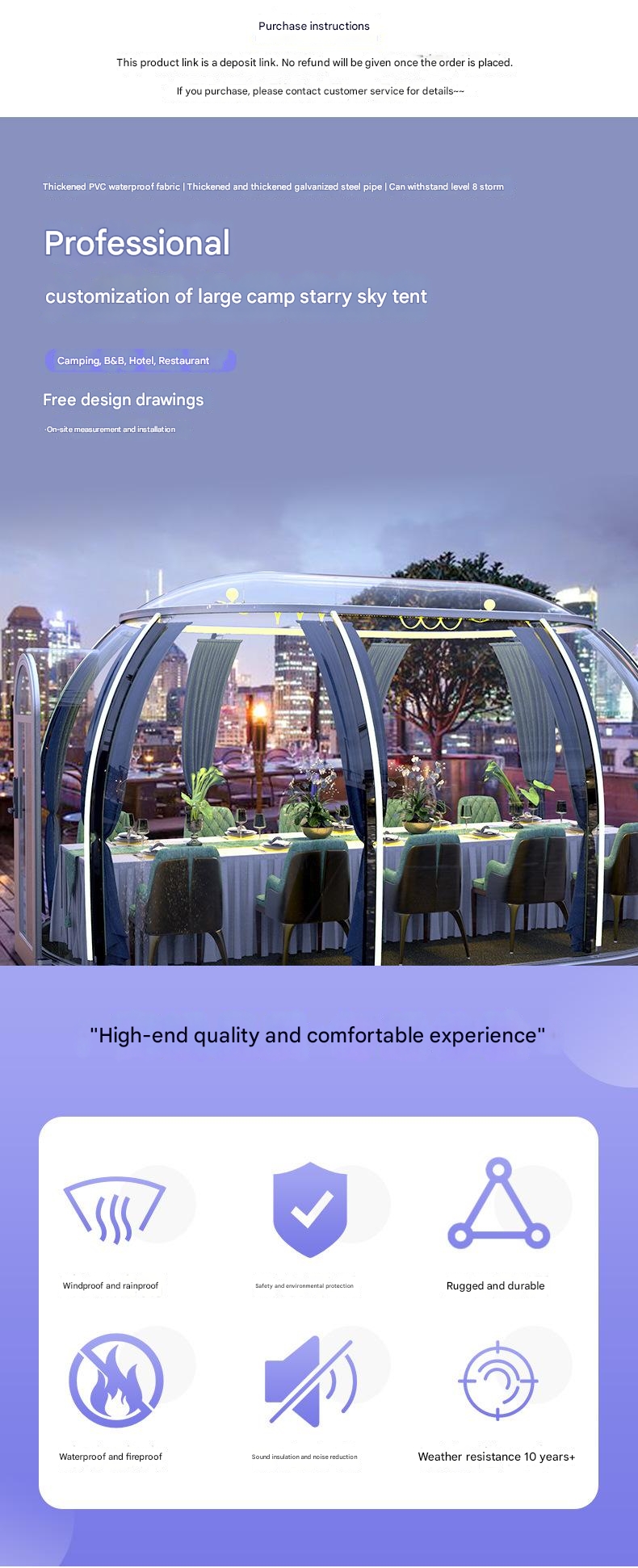 Outdoor Camping Homestay Steel Structure Spherical Tent House With Transparent Bubble Room And Dome Room
