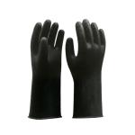 WaterProof Black Industrial Rubber Gloves 32 Cm Unflocked Lining Chemical