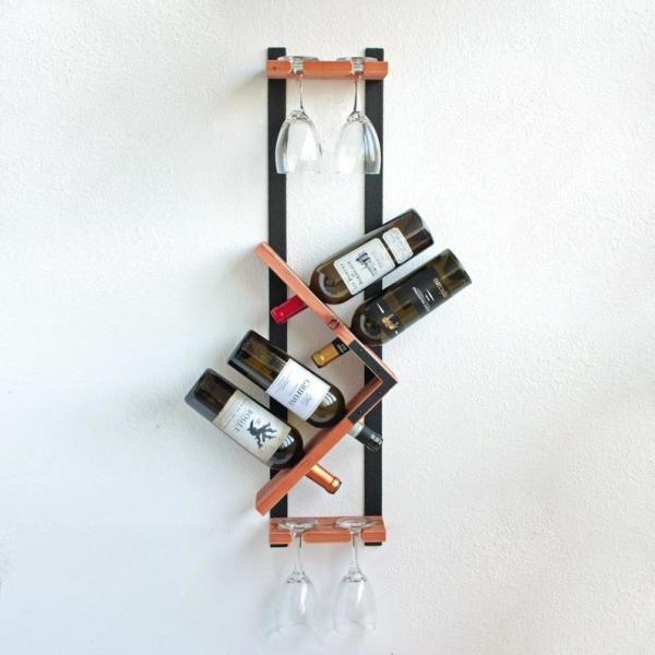 Unique Vertical Decorative Wine Rack Wall Mounted , Hanging Stemware Glass
