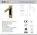 Contemporary embedded mounted Gold Brushed led wall lamps 3W led wall light led