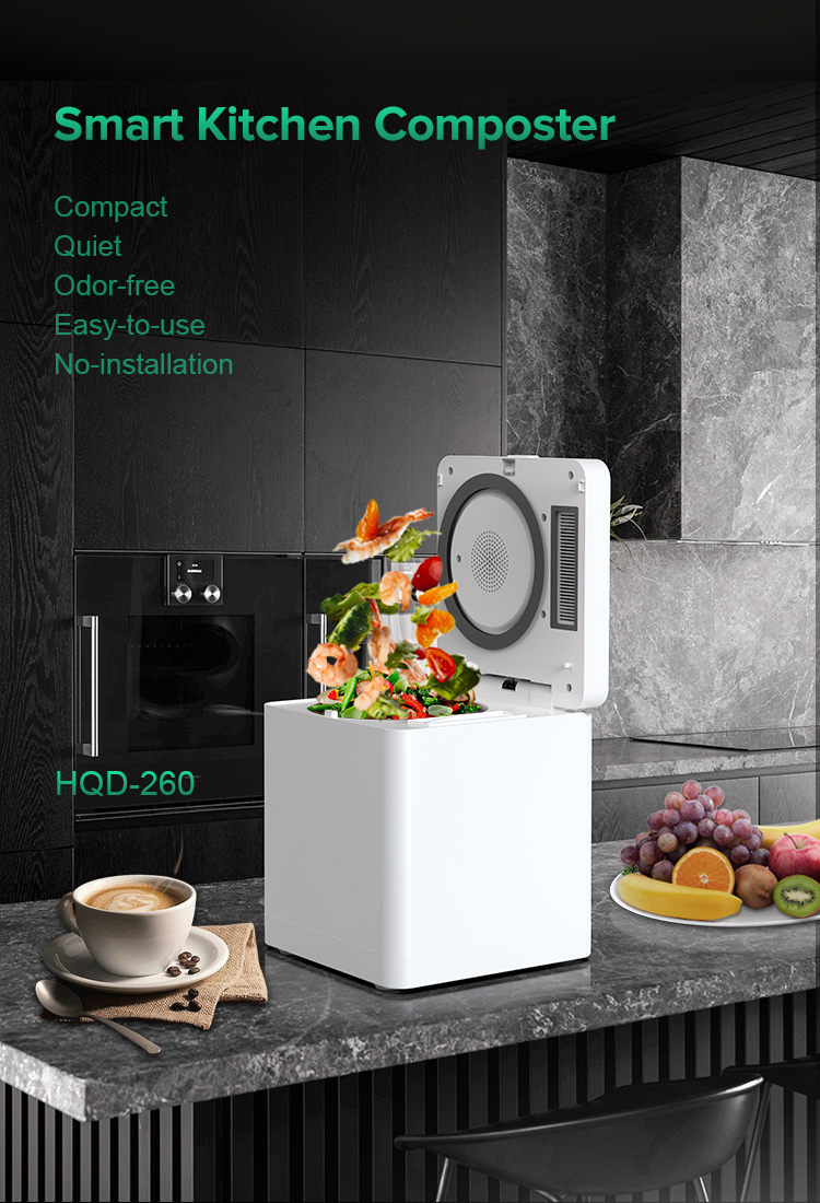 2.5L Made in China Smart Waste Kitchen Composter Turning Food Waste to Compost Garbage Disposals Food Cycler Composter White