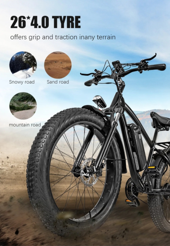 750W 26 Inch Electric Mountain Ebike With 7 Speed Gears And Hydraulic Disc Brake