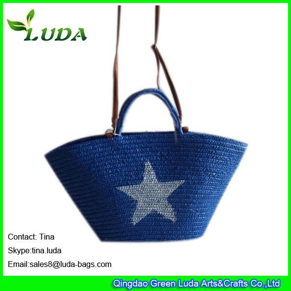 Buy cheap LUDA star painted straw beach bag women wheat straw handbags from wholesalers