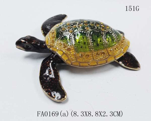 metal alloy turtle trinket jewelry box with magnet closure good quality and