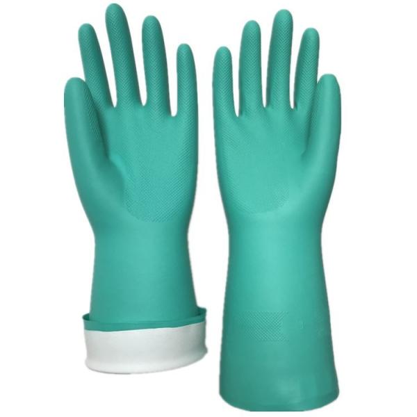 Buy cheap 33cm Open Cuff Green Chemical Resistant Gloves EN ISO 13997 from wholesalers