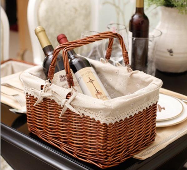 Buy cheap Handmade Natural Willow Wicker Picnic Basket Cheap Lunch Bags Hot sale products Outdoor Lunch Basket from wholesalers