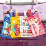 Cartoon Silicone Travel Luggage Tag with Belt Strap Food Grade and Style Card