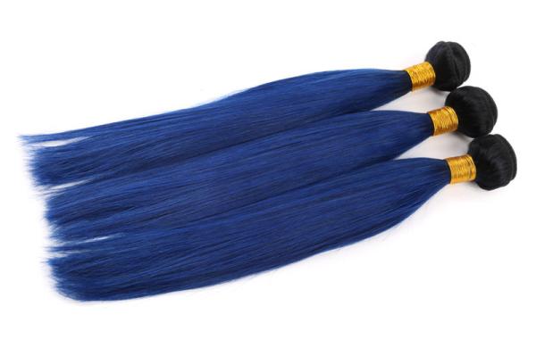 Buy cheap 12-24 Inches Blue Hair With Black Roots Straight Hair Brazilian Virgin Hair Bundls from wholesalers