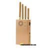 Buy cheap Hotsale 4 Antennas 2w Golden Yellow Portable Signal Jammer Blocker Shield GSM 3G Wifi GPS With Leather Case/Car Charger from wholesalers