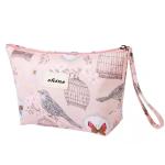 Pink Printed Zipper Cosmetic Bag Animal Pattern Soft Canvas Fabric Material OEM