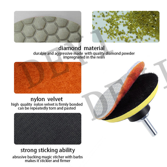 100mm 4 Grinder Dry Diamond Polishing Pads 800 1500 3000 BUFF