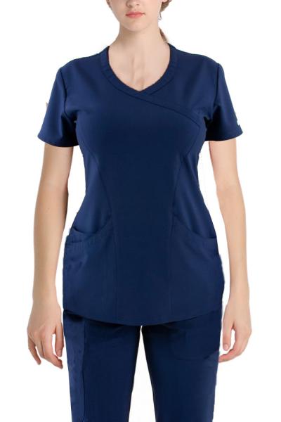 Buy cheap 180 GSM Polyester 62% Viscose 33% Spandex 5% Women Plain Woven Short Sleeve Medical Uniform from wholesalers