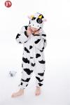 Wholesale Soft Fluffy Flannel Plush Cow Kids Animal Onesie Kigurumi Pajamas