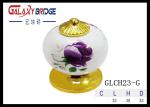Diameter 33mm Round Ceramic Wardrobe Door Knobs Gold Plated Rose Pattern
