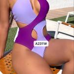 Purple Ladies 1 Piece Swimsuits Sexy One Piece Swimsuit High Waist