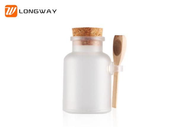 Buy cheap Frosted Plastic Cosmetic Jars ABS Bath Salt Bottles With Wooden Spoon / Plug from wholesalers