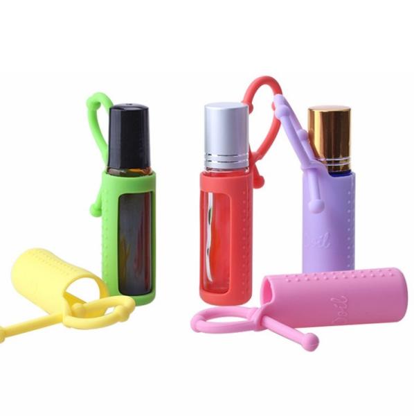 10ml colorful Essential Oil Perfume Bottle Silicon Sleeve Protector Roll On