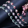 Buy cheap Lovely Women Four Round Bracelet Red CZ Stone Bracelet Setting Crystal Fashion Tennis Bracelet for Wedding Gift from wholesalers