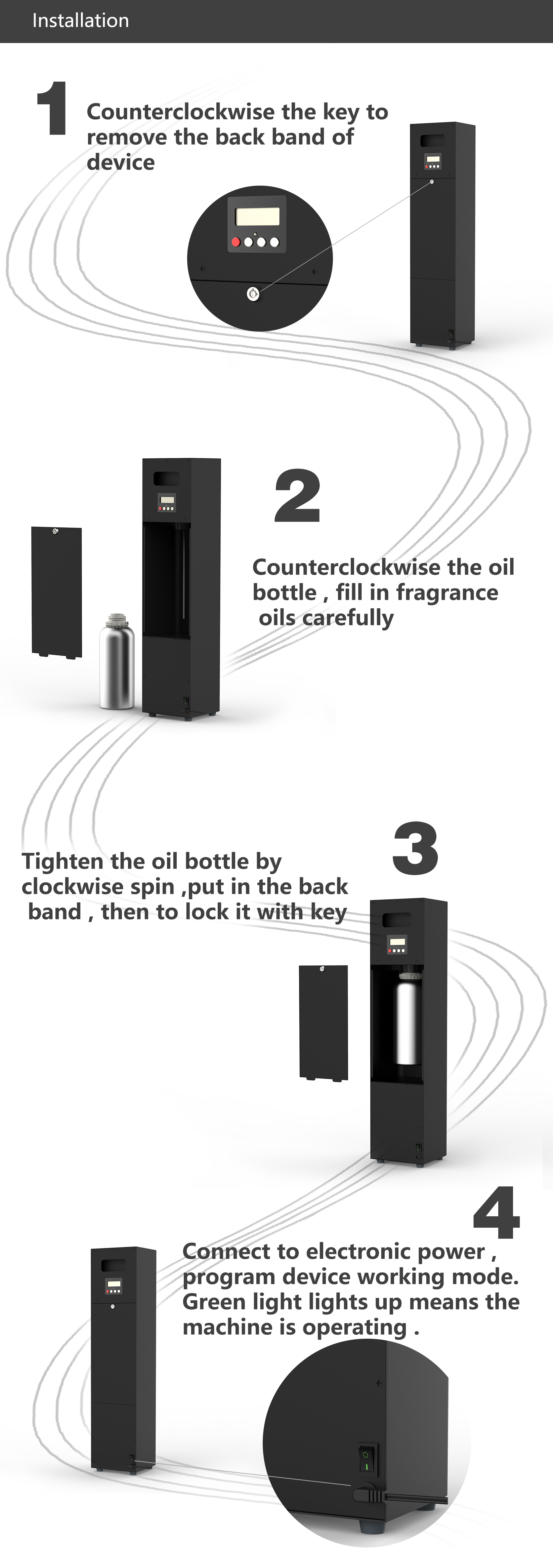 Oil Aromatherapy Scent Air Diffuser Machine Aroma Stand Alone
