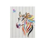 Real Wooden Frame Abstract Horse Painting , Stretched Satin Ribbon Art