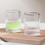 Gold Rimmed Whisky Glass Drinking Cups 370ml 13 Ounce Hand Blown Glass Tumblers