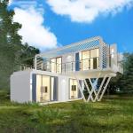 Glass House Living Space Prefabricated Bungalow Customized Color