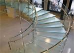 Wood Glass Tread Stainless Steel Curved Stair Circular Staircases