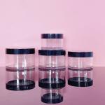 Skincare PET Cosmetic Containers Clear 30g Cream Jar Black Caps