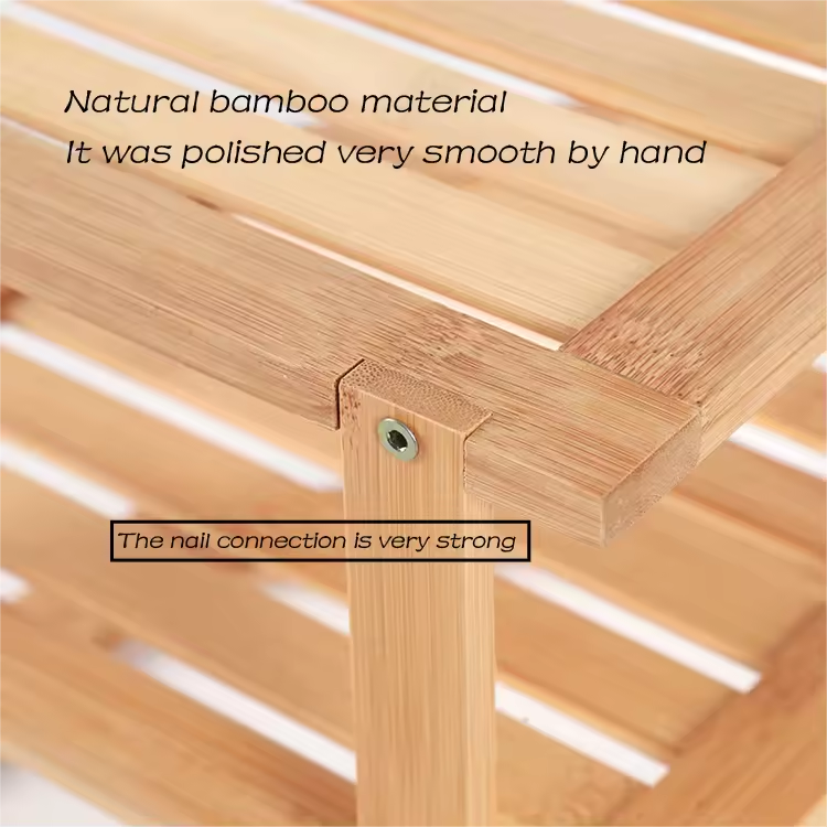 Food Multifunctional Bamboo Plate Organizer for Kitchen and Bathroom Corner Shelf