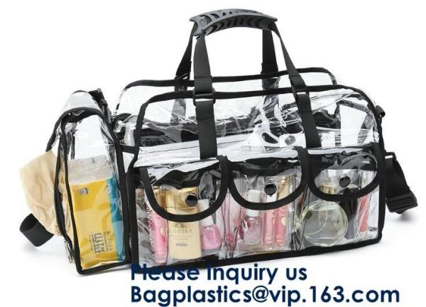 Buy cheap Professional Clear Makeup Cosmetic Bag PVC Carry Bag With 7 Extra Magnet Pockets And Detachable Shoulder Strap from wholesalers