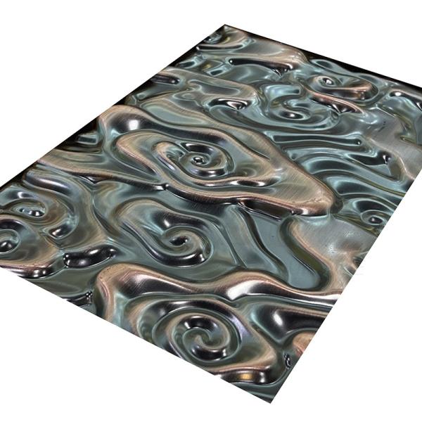 Buy cheap SS 201 304 316 Embossed Stainless Steel Sheet Large Size Water Ripple Bronze Color Mirror from wholesalers