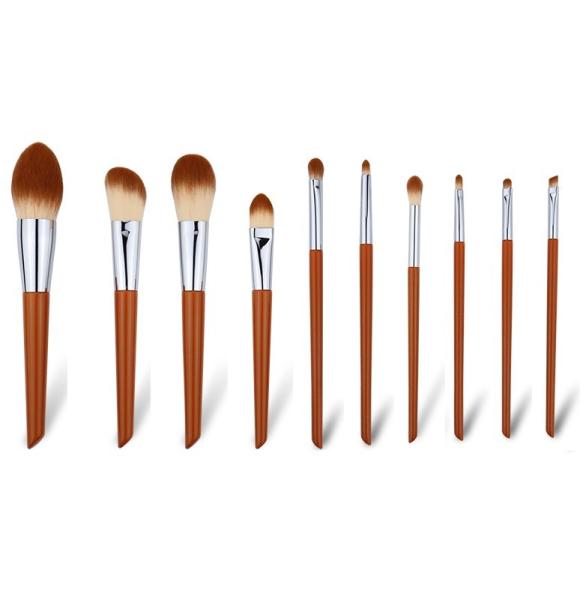 Dark Orange Aluminum Ferrule Cosmetic Makeup Brush Fluffy Soft Synthetic