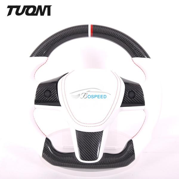 Buy cheap 350mm Tesla Carbon Fiber Steering Wheel Yoke Model 3 X Y Twill Weave from wholesalers