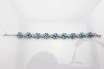 Sterling Silver Link Flower Blue Topaz Cubic Zircon Tennis Bracelet(B01BLUE)