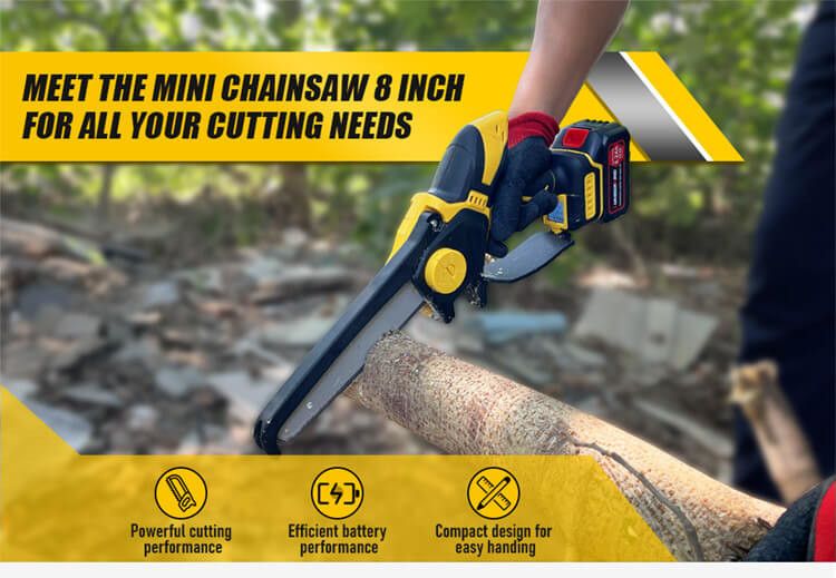 Customized Brushless 8" Cordless Mini Chainsaw One-Hand Operated Lightweight Power Electric Chain Saw