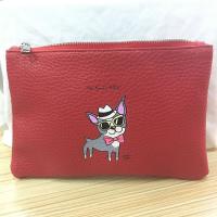 Buy cheap Leather Cosmetic Zipper Bag With Cute Cat Logo Easy To Carry Space Saving product