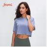 Buy cheap Women Fitness Cotton Yoga Loose Fit T-shirts Basic Crew Neck Breathable Gym Crop Top from wholesalers