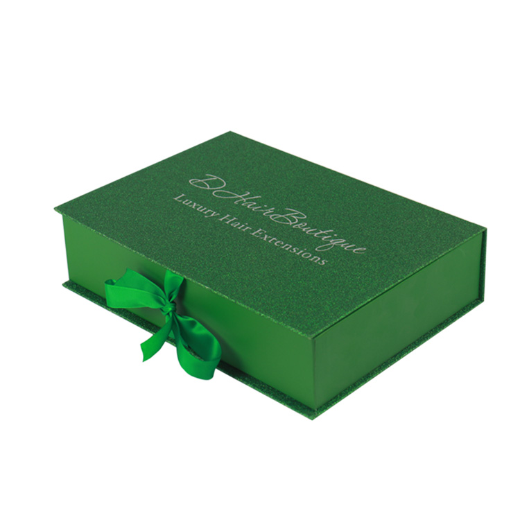 Glitter Paper Hair Extension Packaging Box Smooth Open With Magnetic Closure