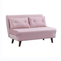 Buy cheap Tri Foldable Upholstered Trundle Daybed 2 Seater Pink Velvet Sofa Bed Chair product