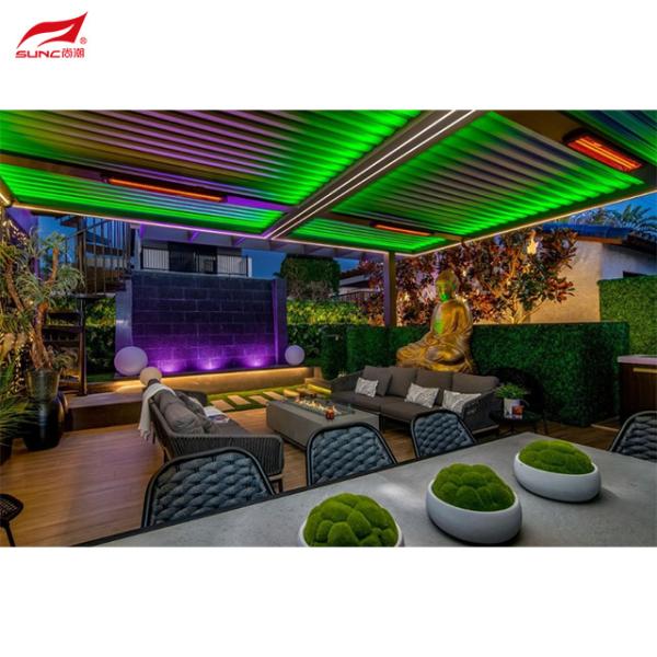 Modern Waterproof Outdoor Motorized louvered Aluminium Pergola With Sliding