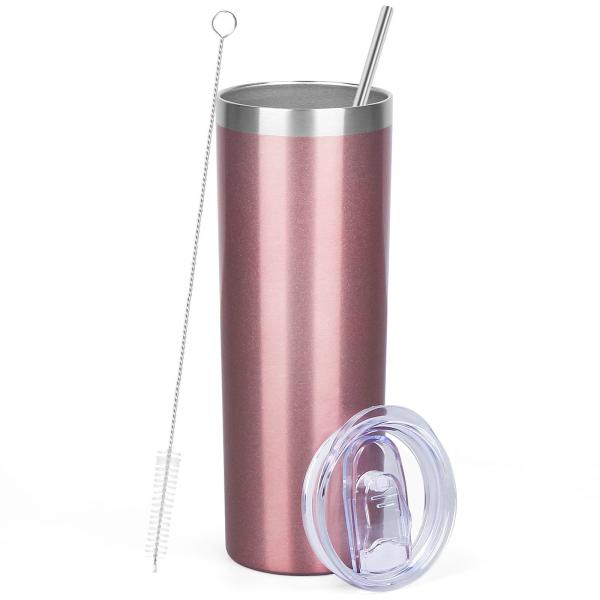 Buy cheap Great Insulation 600ml Skinny Stainless Steel Tumbler Straight Blank White 20 Oz Insulated Tumbler With Lid And Straw Individually Gift Boxed from wholesalers