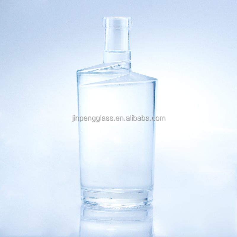 Collar Material Glass 750ml Twist Shape Glass Bottles for Clear or Customized