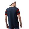Buy cheap Street Style Striped T Shirt Mens , Red / Blue Color Block Tee Shirts Private Labeling from wholesalers