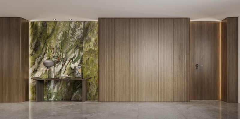 Wood Grain Stainless Steel Interior Wall Decoration Sheet Modern Wall Panel