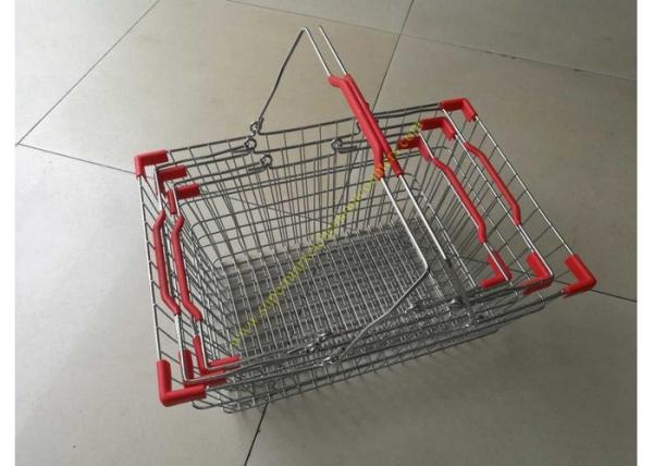 Steel Chrome Plated Supermarket Metal Wire Hand Held Shopping Baskets With