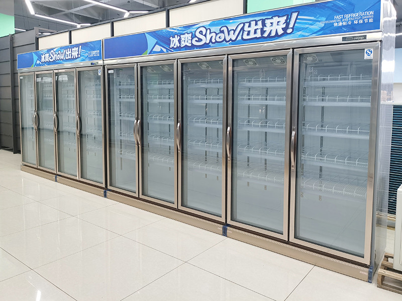 12 Volt Dc Display Freezer For Supermarket , LED lights Open Air Merchandiser Cooler